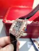 New Copy Cartier Santos de Diamond Watch Rose Gold Brown Leather Strap (8)_th.jpg
